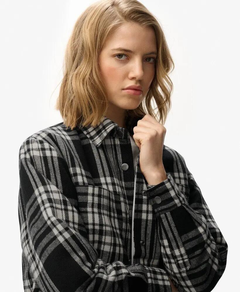 superdry Camicia Check Lined oversize in misto lana 2/7