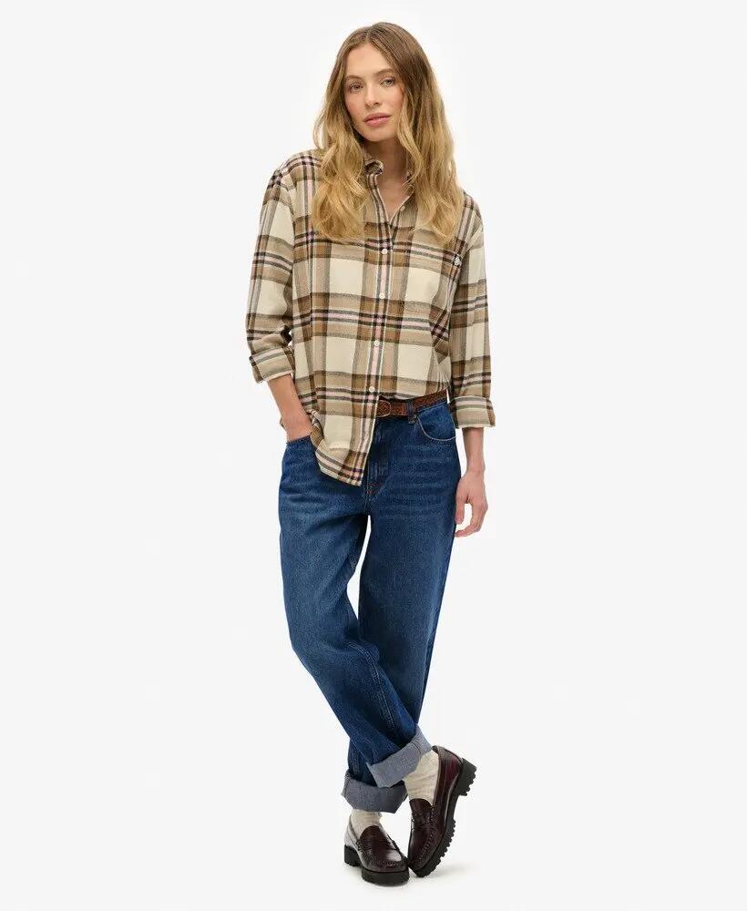 superdry Camisa Boyfriend Flanela às Riscas Oversized 3/7