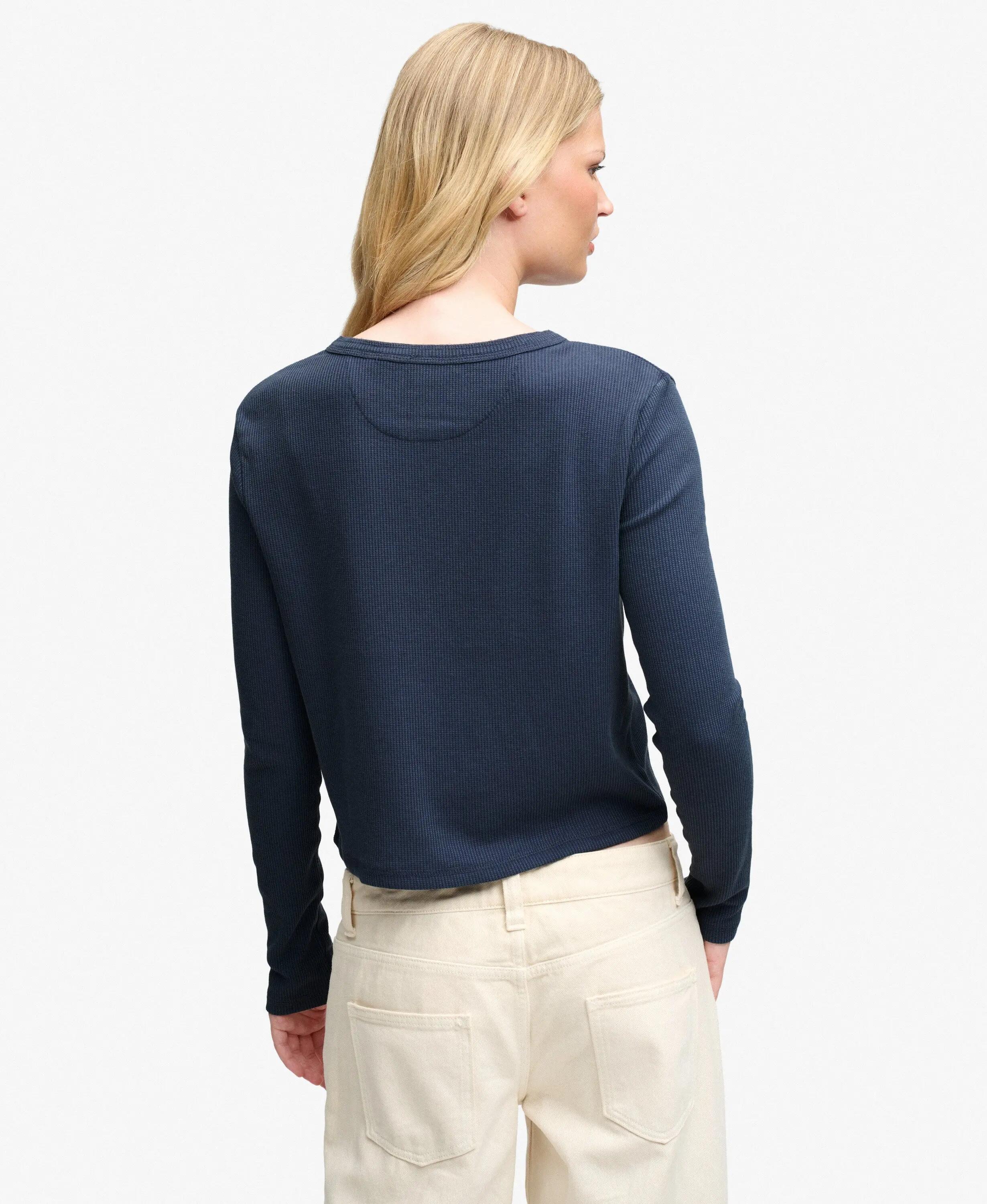 superdry Top manica lunga Waffle slim con bottoni – Tessuto morbido 5/7