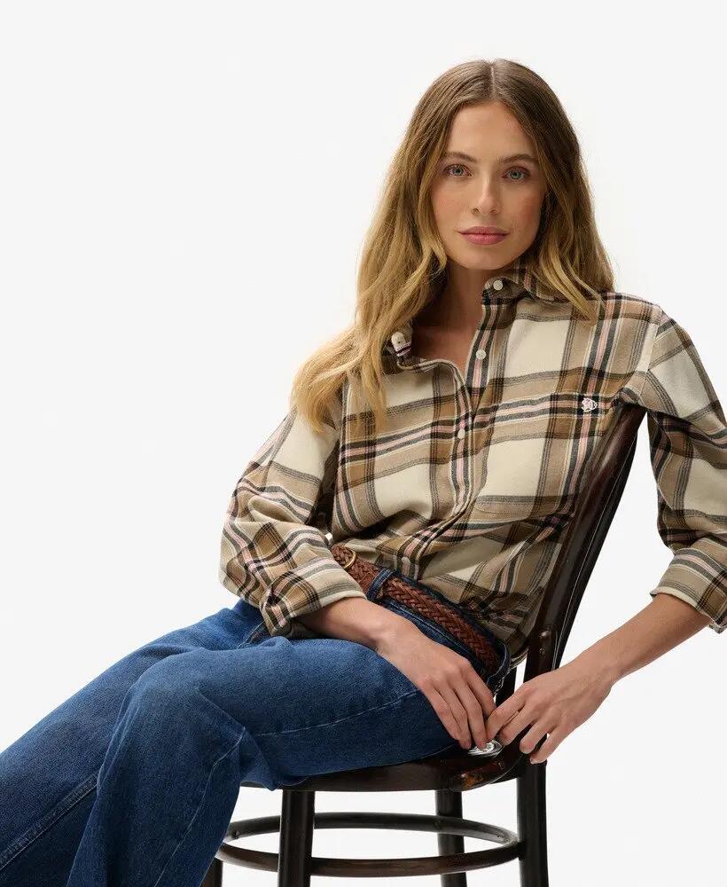 superdry Camisa Boyfriend Flanela às Riscas Oversized 2/7