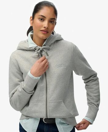 superdry Athletic Essentials Logo Zip Hoodie – Relaxed Fit – Varsity Grey