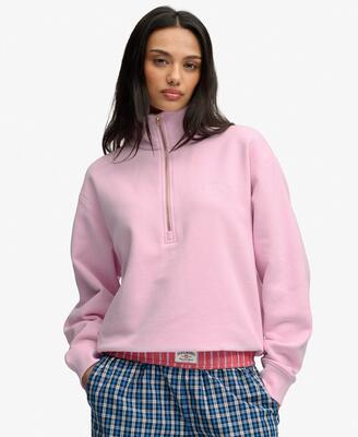 Superdry essential logo halve ritssluiting trui van katoenmix – bluebell