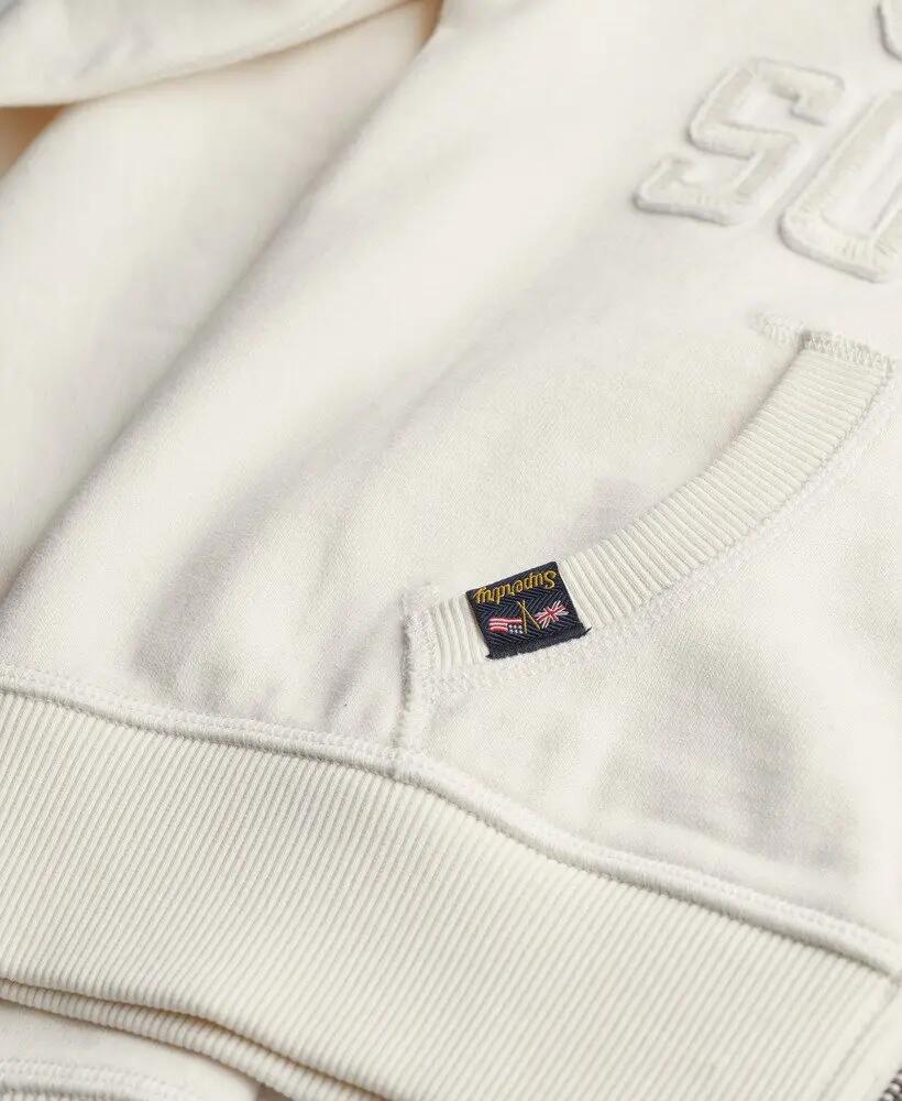 superdry Sweat à capuche zippé court Athletic Tonal – Desert Bone Off White 5/6