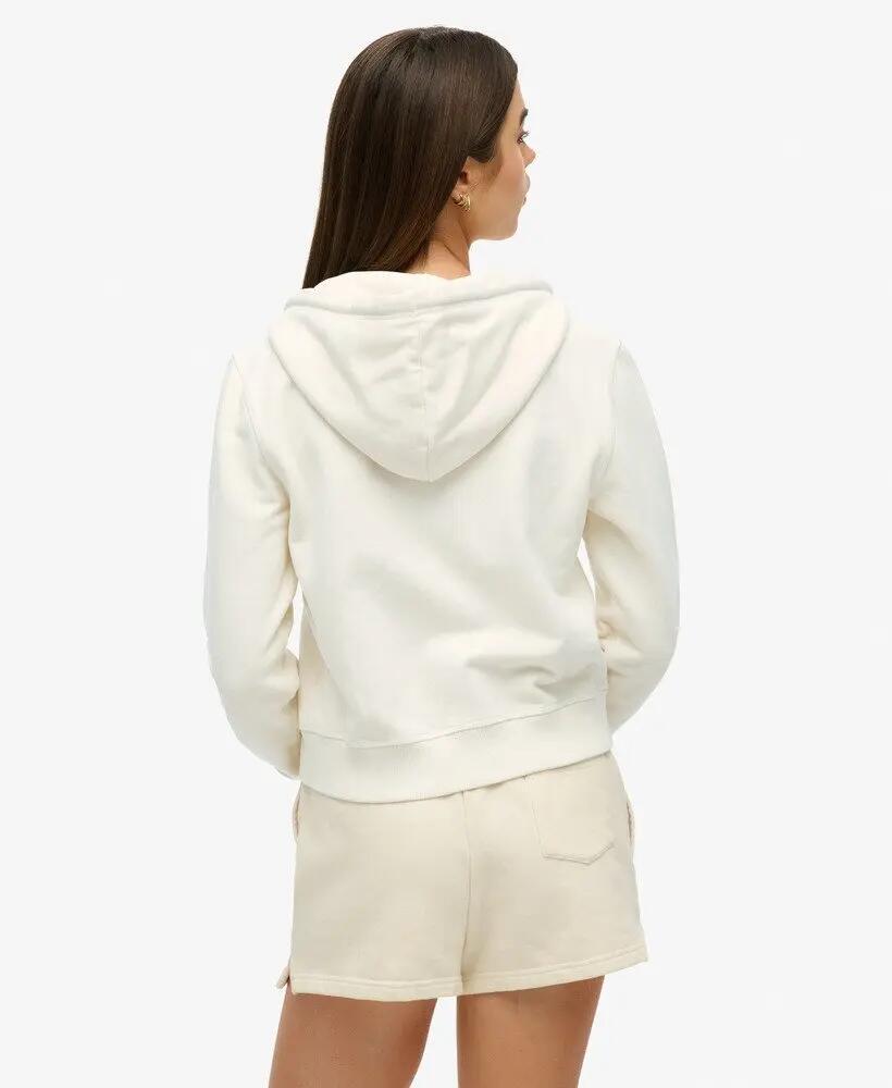 superdry Sweat à capuche zippé court Athletic Tonal – Desert Bone Off White 4/6