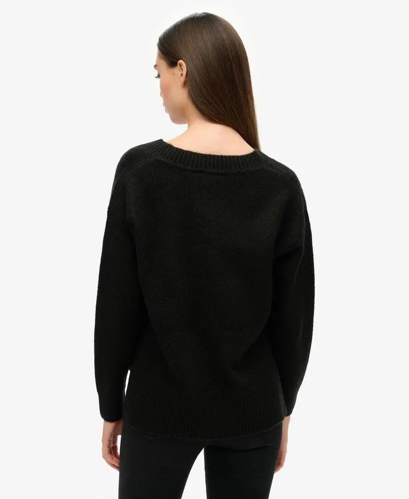 superdry Oversize sweter z dekoltem w serek, mieszanka wełny 4/6