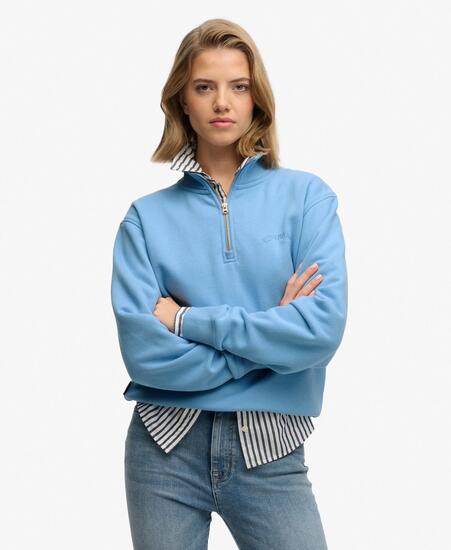 superdry Essential Logo Halbzip-Pullover – Lockere Passform – BLUEBELL