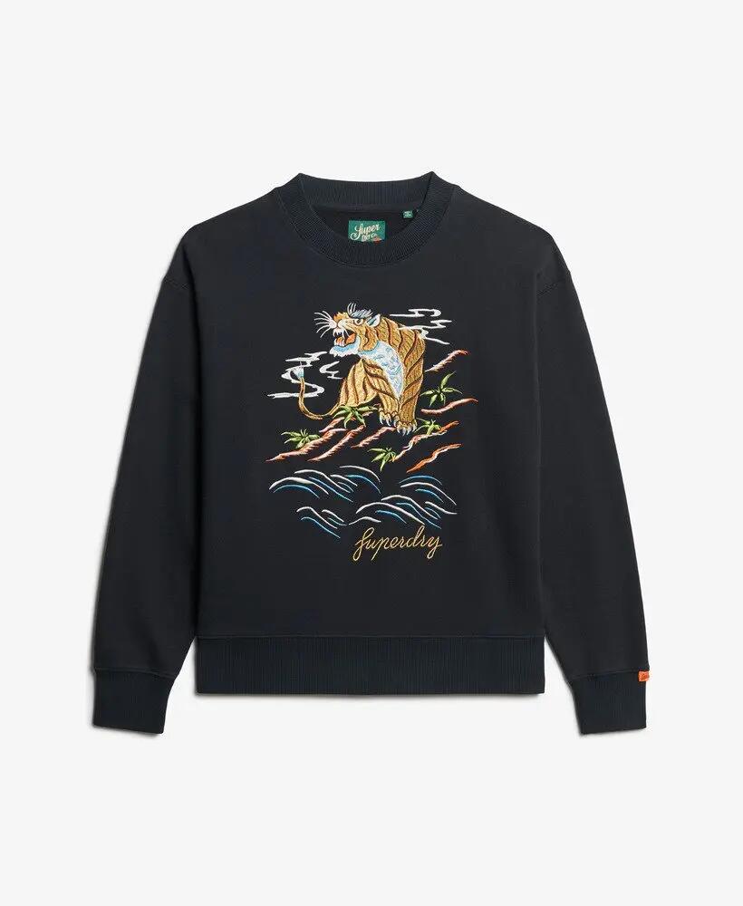 superdry Felpa Suika ricamata taglio loose in cotone – Black 6/6