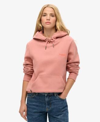 Superdry essential logo hoodie – capuchontrui met geborduurd logo, ash rose