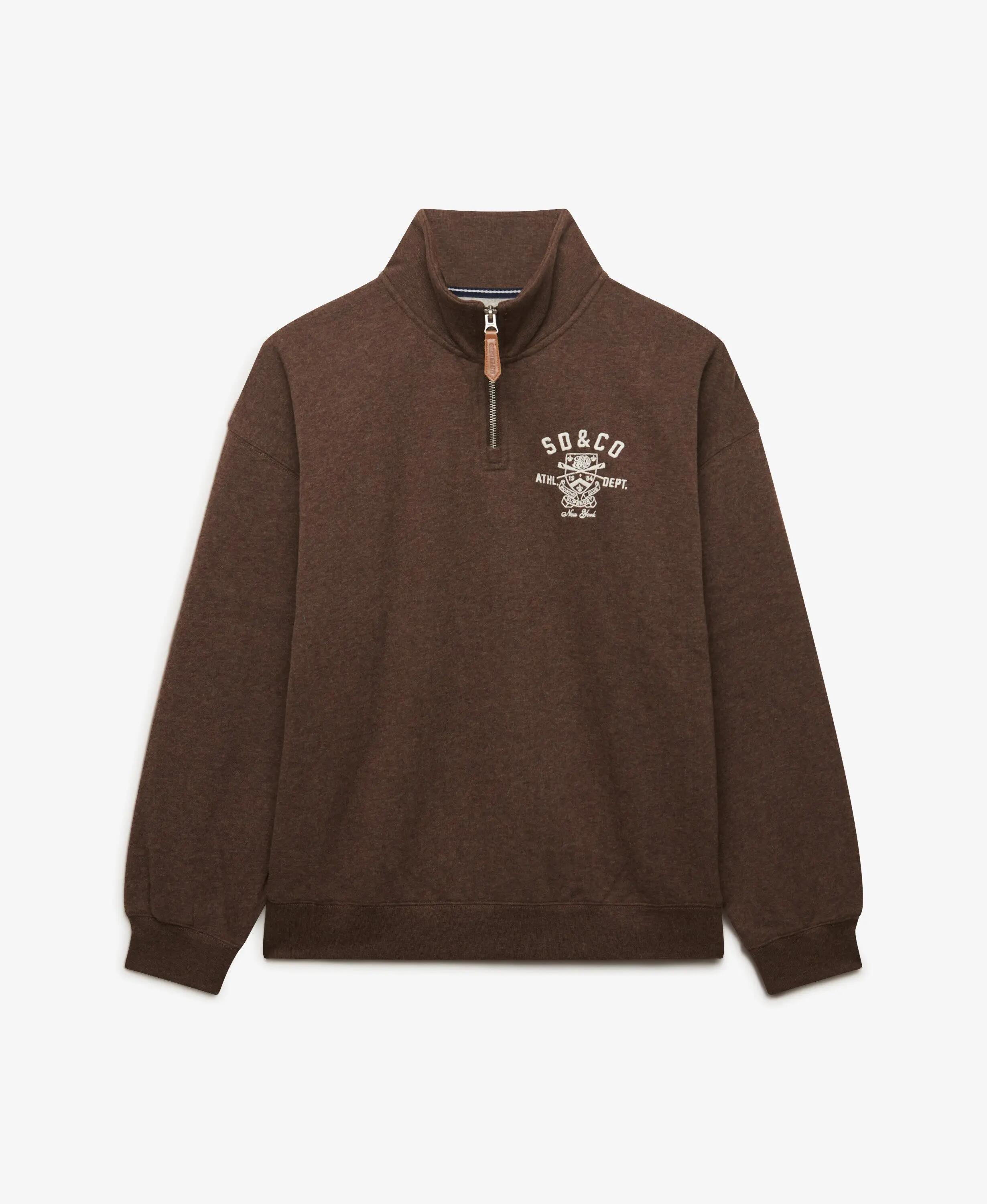 superdry Country Club Half Zip Sweatshirt – Relaxed Fit, Dark Chocolate Brown 7/7