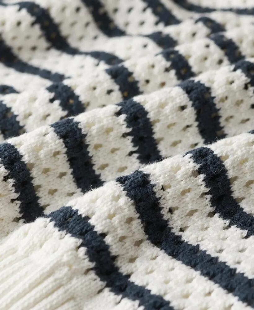 superdry Pull court crochet à rayures en coton bio – Natural White Stripe 5/6