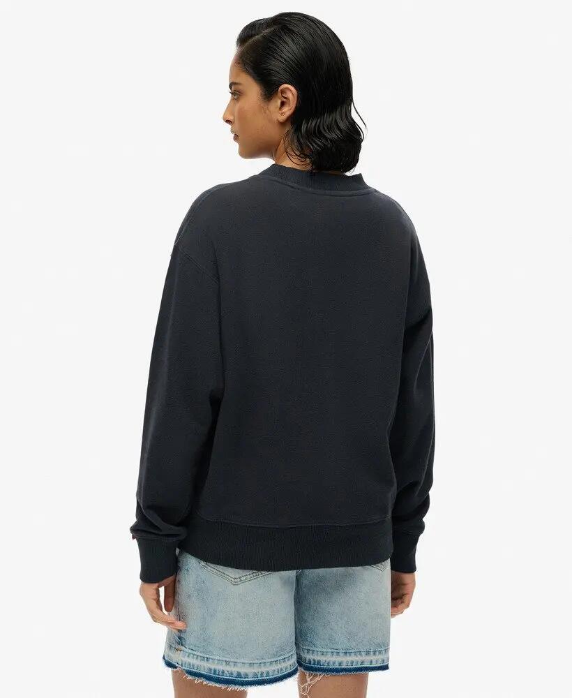superdry Felpa Suika ricamata taglio loose in cotone – Black 4/6