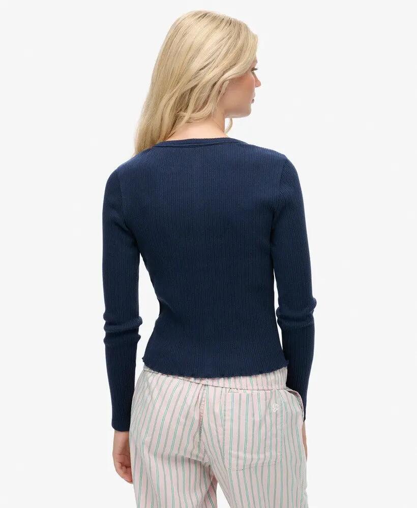 superdry Athletic Essentials Ribgebreide slim cardigan van katoen 5/6