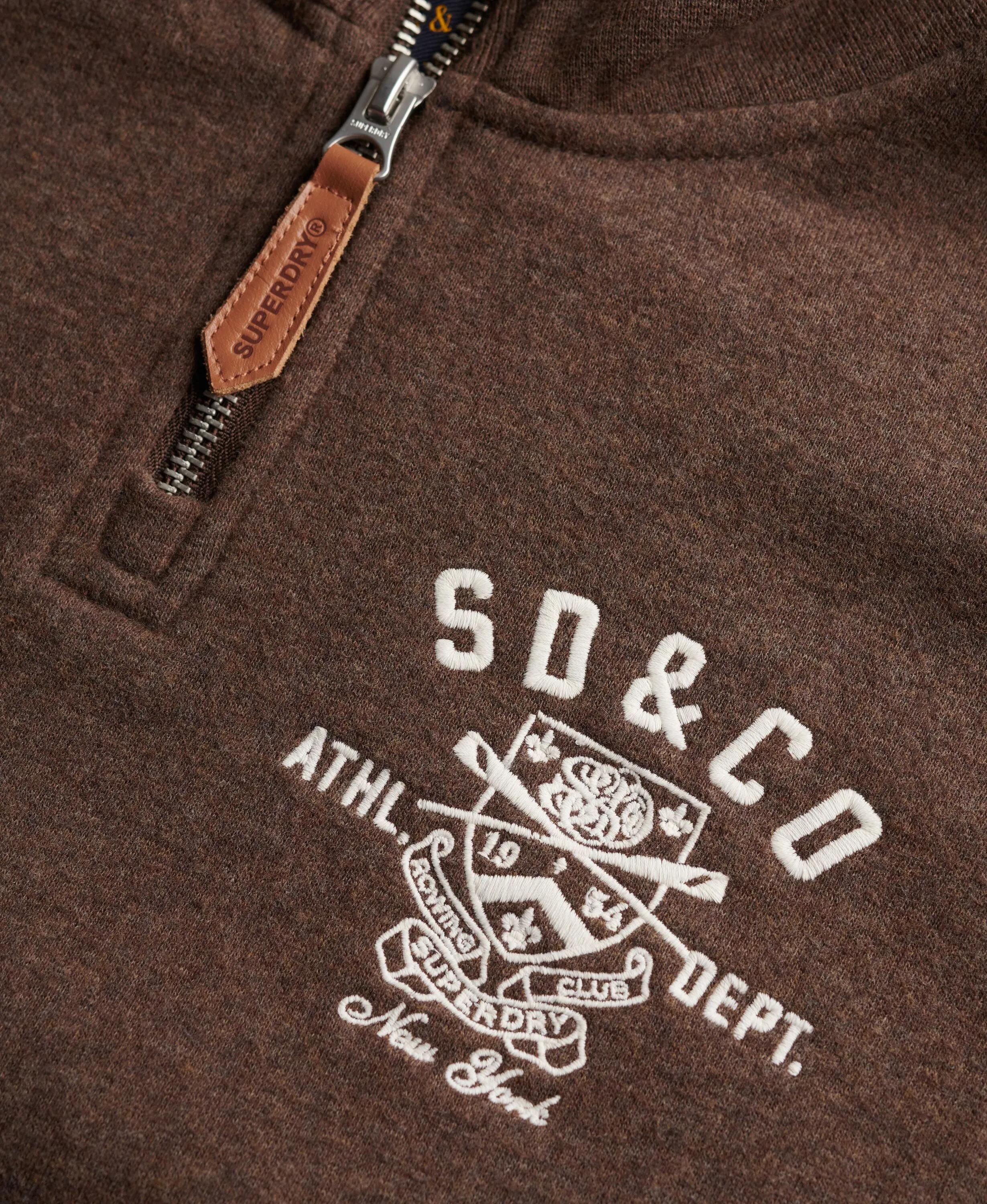 superdry Country Club Half Zip Sweatshirt – Relaxed Fit, Dark Chocolate Brown 6/7