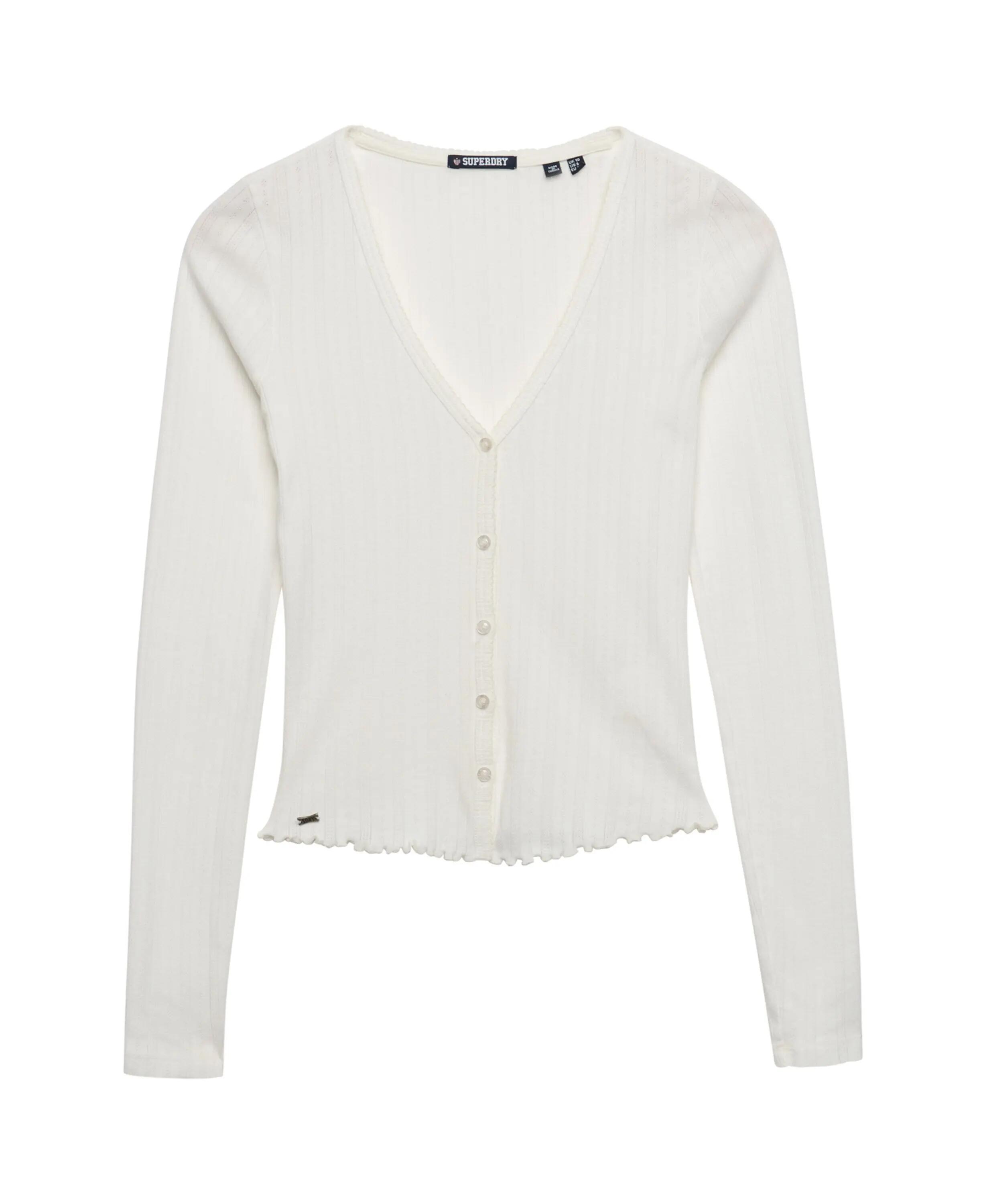 superdry Athletic Essential Pointelle Cardigan aus Bio-Baumwolle – OFF WHITE 7/7