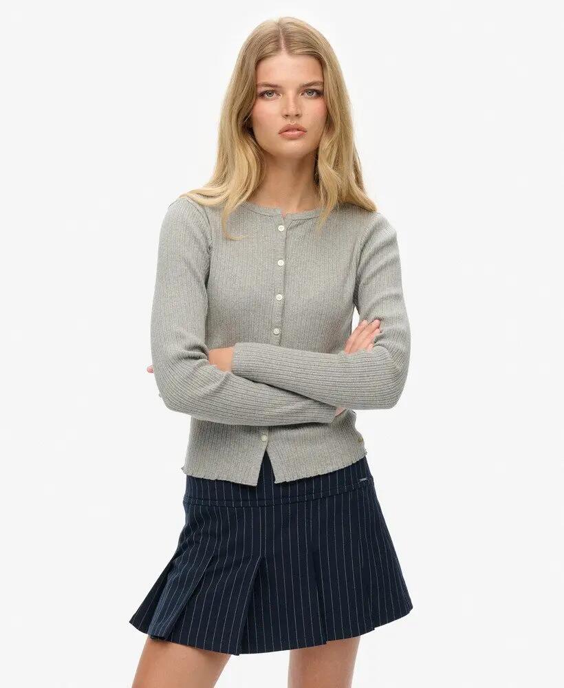 superdry Athletic Essentials Geribbelde Cardigan slim van katoen 2/6