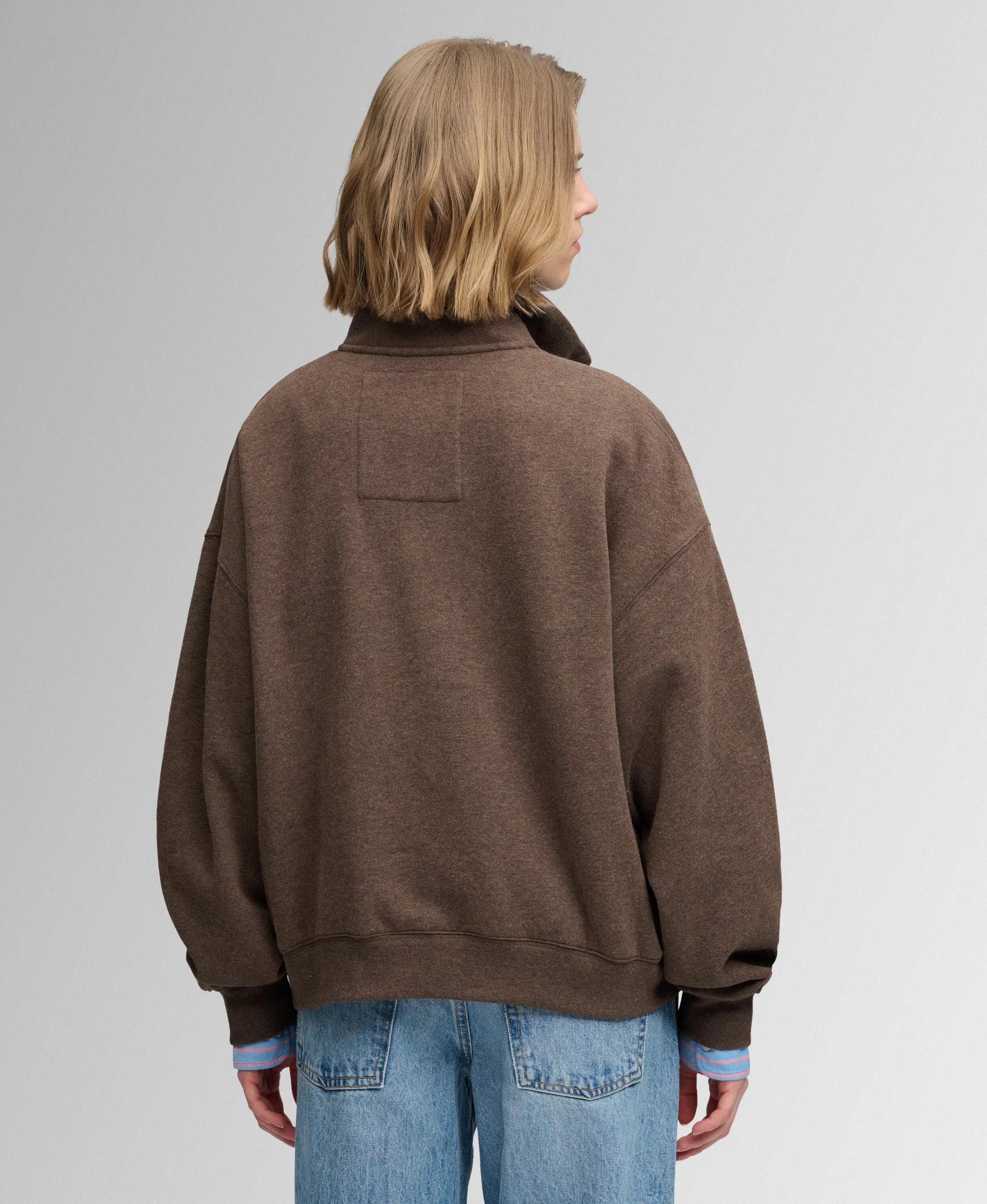 superdry Country Club Half Zip Sweatshirt – Relaxed Fit, Dark Chocolate Brown 5/7