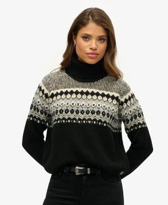Dames col roulé jacquard trui superdry