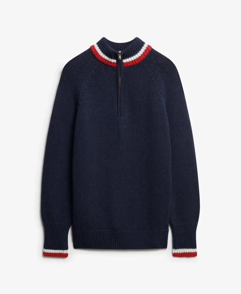 superdry Maglione mezza zip con bordo a contrasto – 60% cotone organico, 40% 5/5