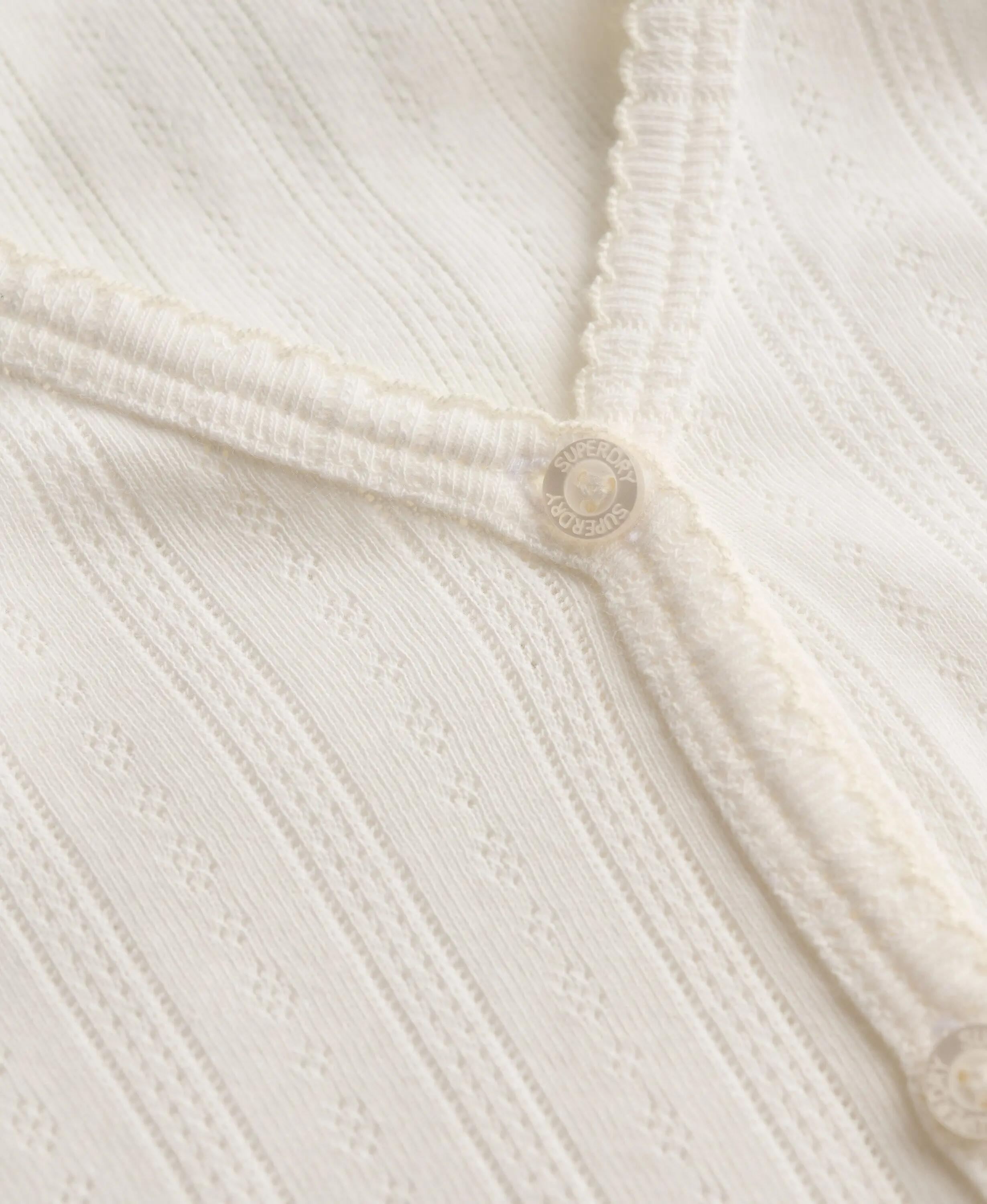 superdry Athletic Essential Pointelle Cardigan aus Bio-Baumwolle – OFF WHITE 6/7