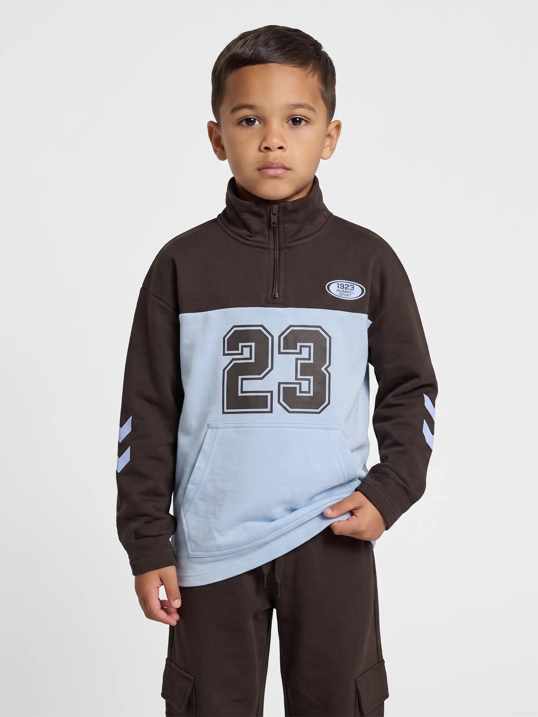 hummel Bluza Half Zip dla dzieci unisex z bawełny organicznej - TURKISH COFFEE 5/6