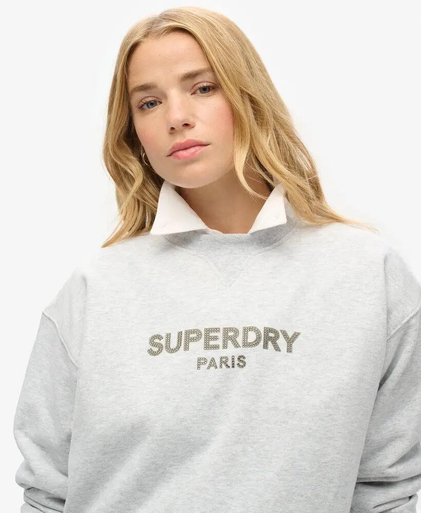 superdry Sport Luxe Loose Crew Sweat damski – Cadet Grey Marl 3/5