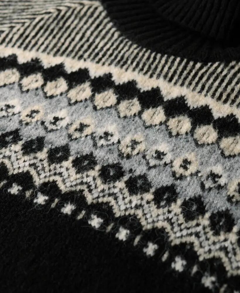 superdry Pull à col roulé Fairisle Pattern - Noir – Black 5/6