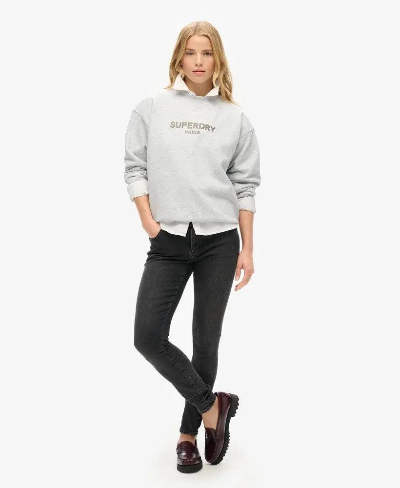 superdry Sport Luxe Loose Crew Sweat damski – Cadet Grey Marl 2/5