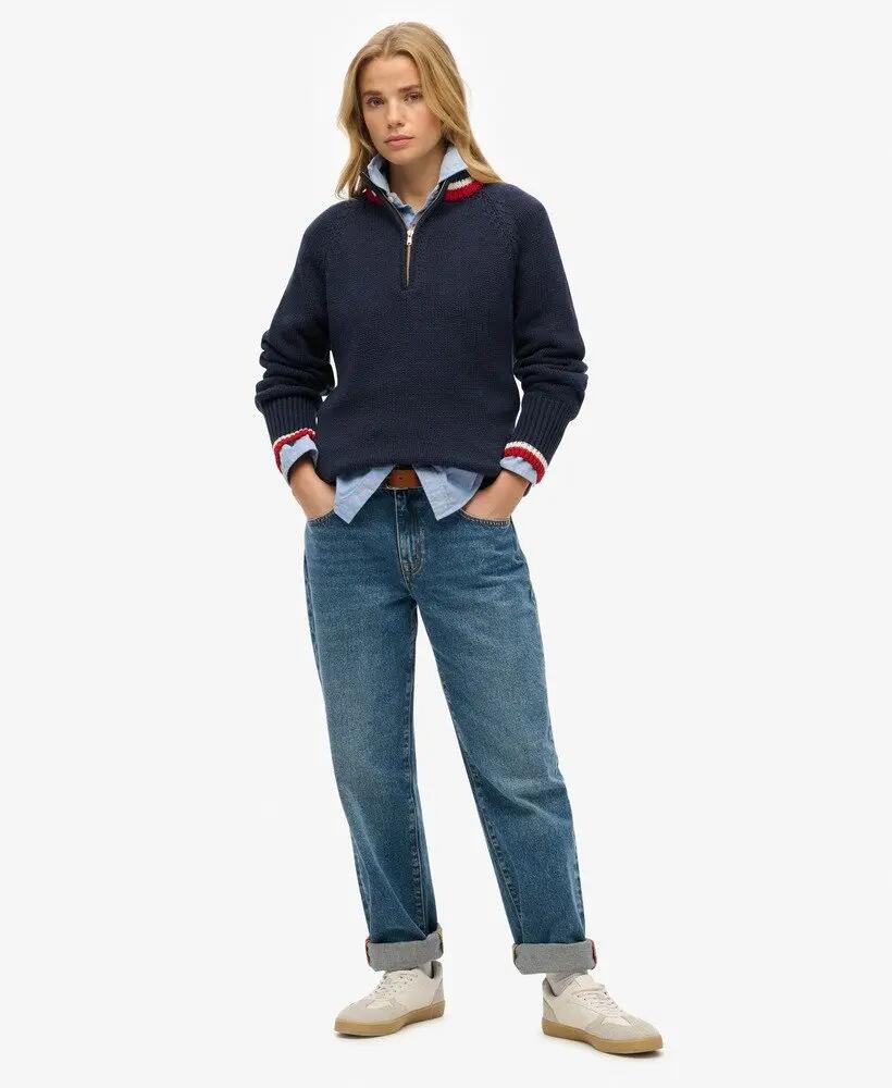 superdry Maglione mezza zip con bordo a contrasto – 60% cotone organico, 40% 2/5