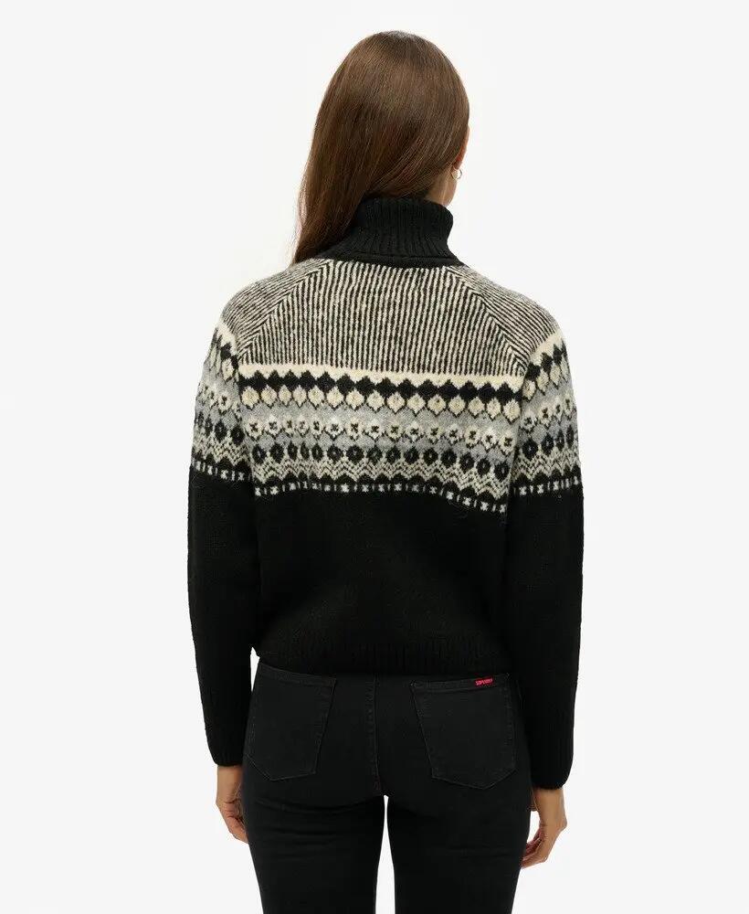 superdry Pull à col roulé Fairisle Pattern - Noir – Black 4/6