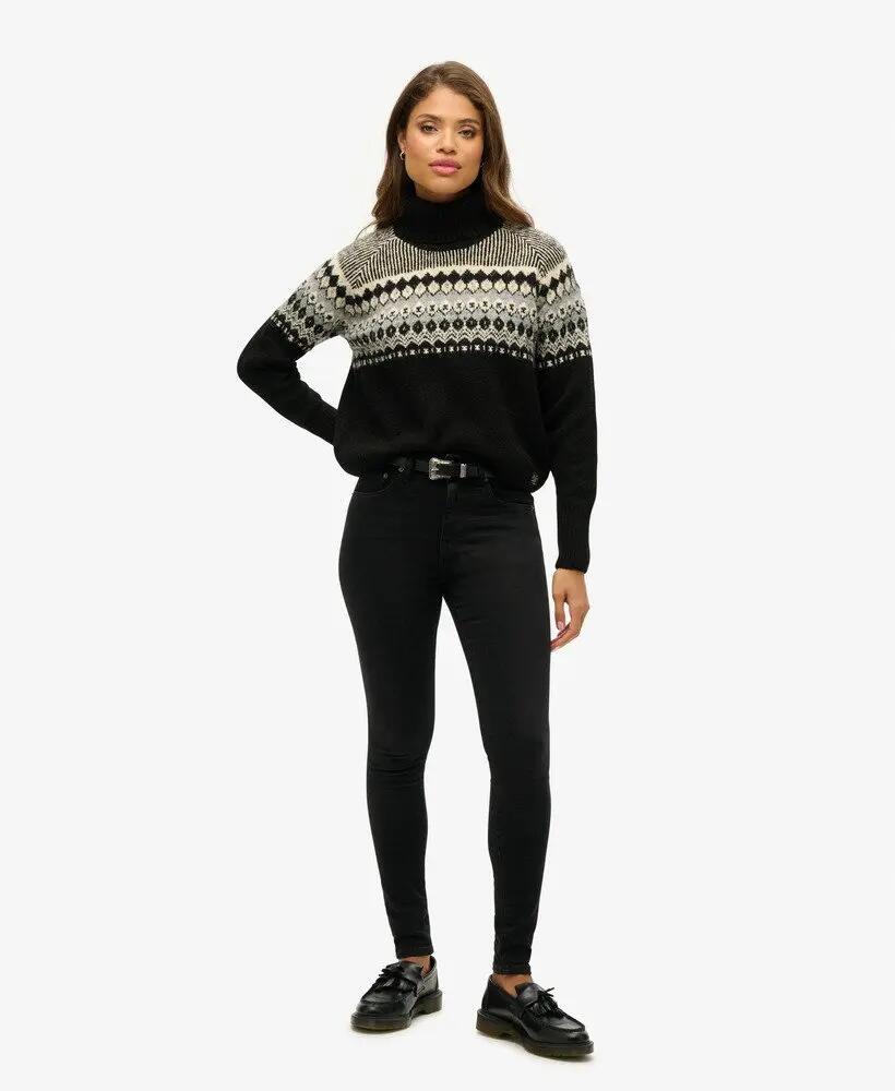 superdry Pull à col roulé Fairisle Pattern - Noir – Black 2/6