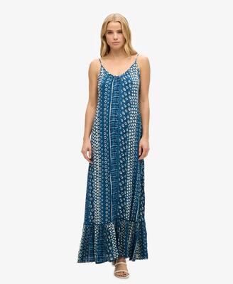 Superdry maxi beach cami jurk van 100% viscose in zwart