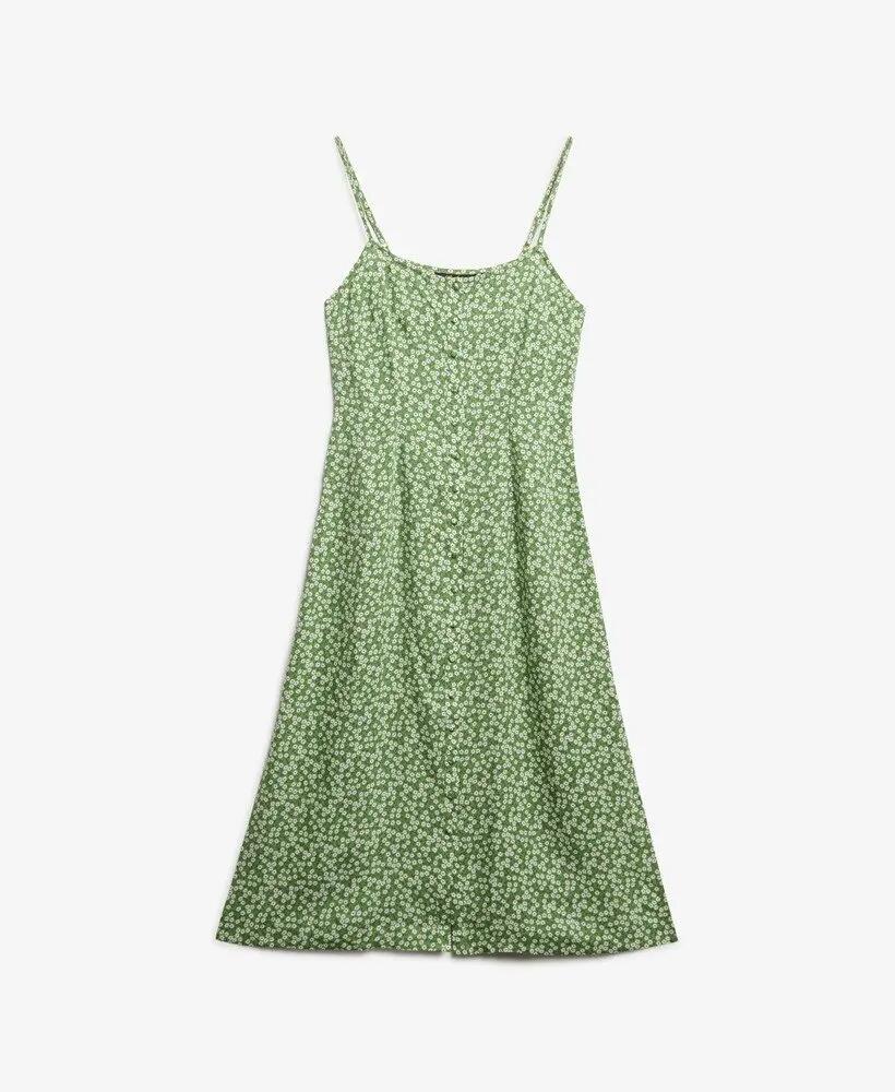 superdry Robe midi boutonnée imprimée en viscose – Green Ditsy 7/7