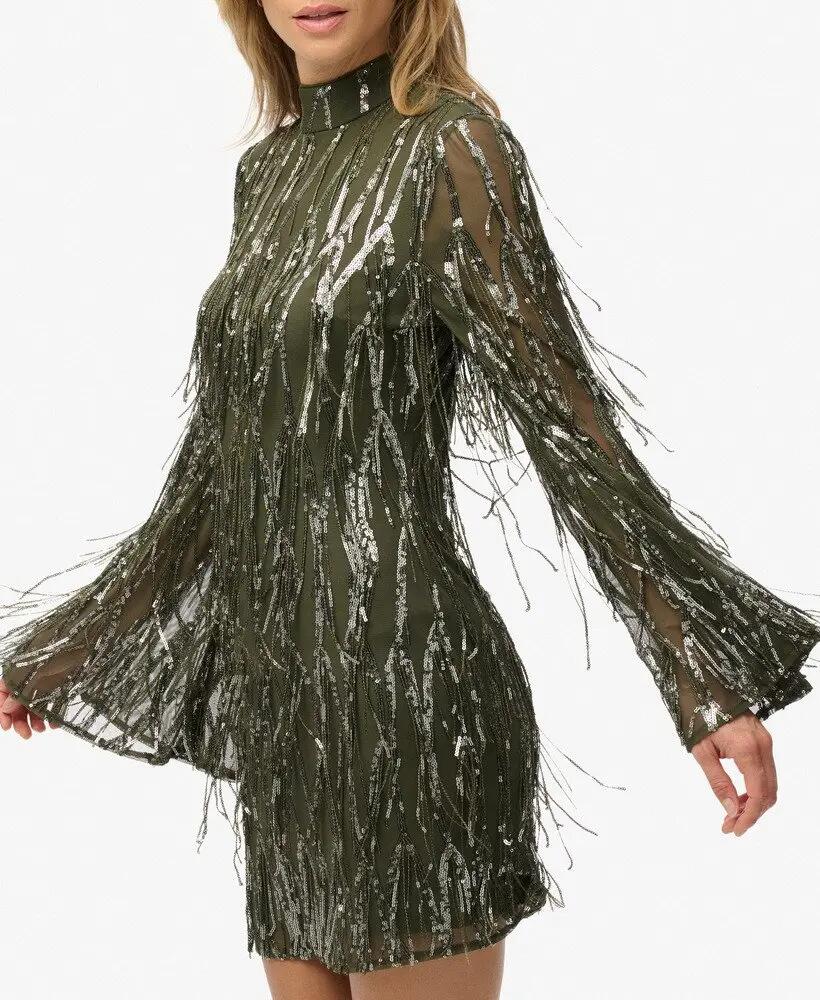 superdry Fringe Sequin Mini Dress 2/7