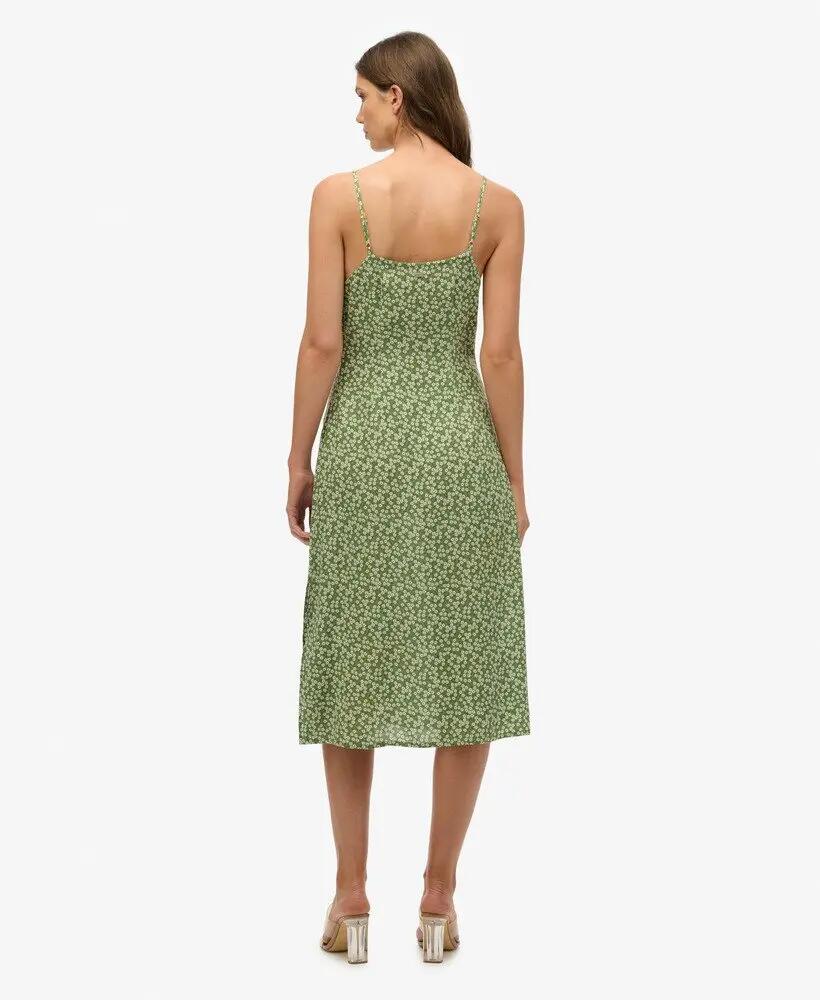 superdry Robe midi boutonnée imprimée en viscose – Green Ditsy 4/7