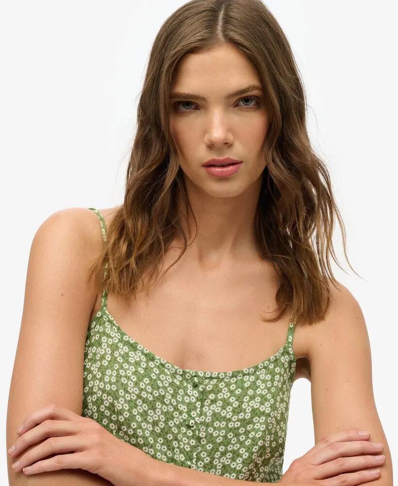 superdry Robe midi boutonnée imprimée en viscose – Green Ditsy 3/7