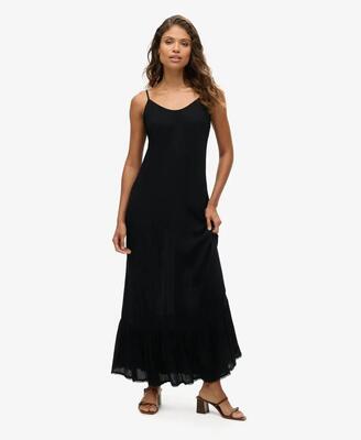 Superdry maxi beach cami jurk van 100% viscose in zwart