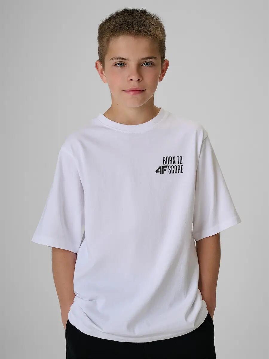 T-shirt loose z nadrukiem chłopięcy 4F 4FJRSS26TTSHM4277