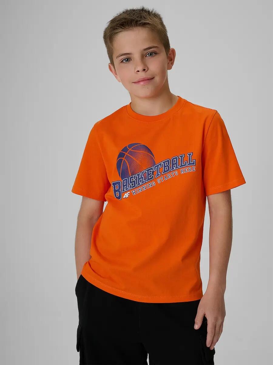 T-shirt regular z nadrukiem chłopięcy 4F 4FJRSS26TTSHM4278