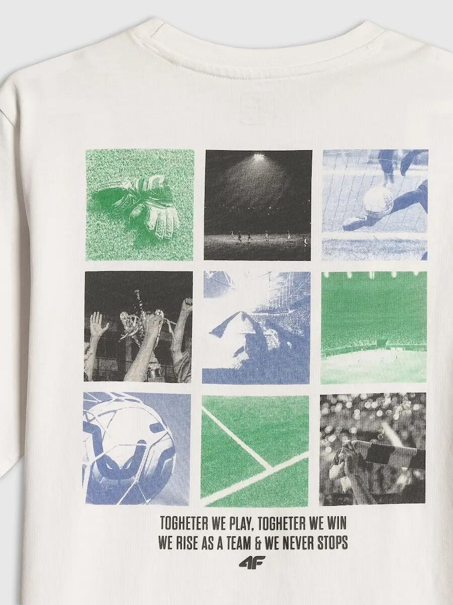 T-shirt loose z nadrukiem chłopięcy 4F 4FJRSS26TTSHM4277 7/7