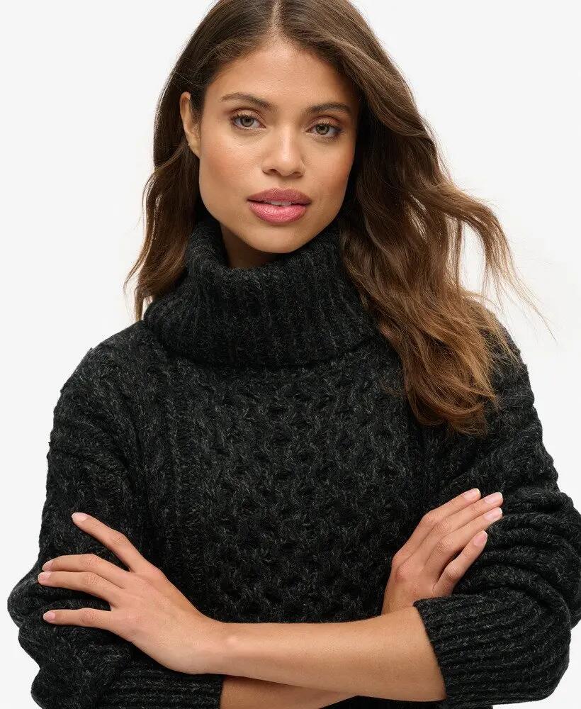 superdry Vestido de malha gola alta com tranças 3/7