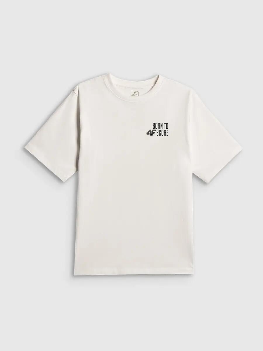 T-shirt loose z nadrukiem chłopięcy 4F 4FJRSS26TTSHM4277 6/7