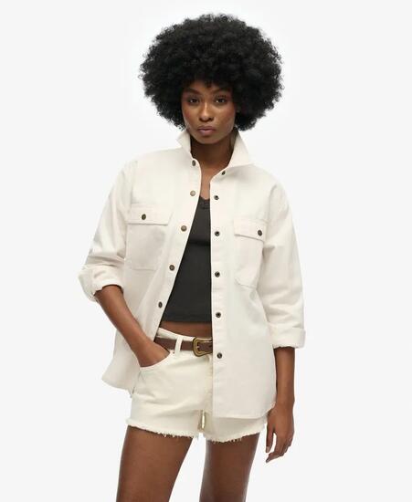 superdry Workwear Overshirt oversize en coton – OFF WHITE