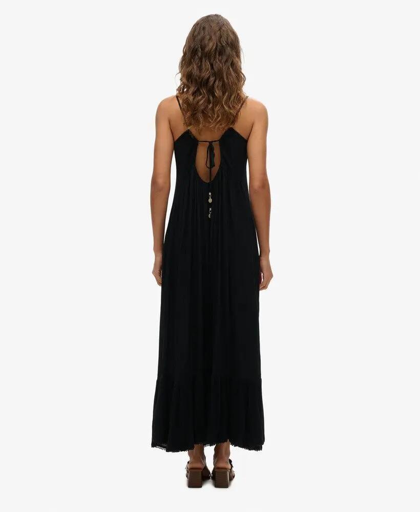 superdry Vestido maxi Beach Cami em viscose preta 4/7