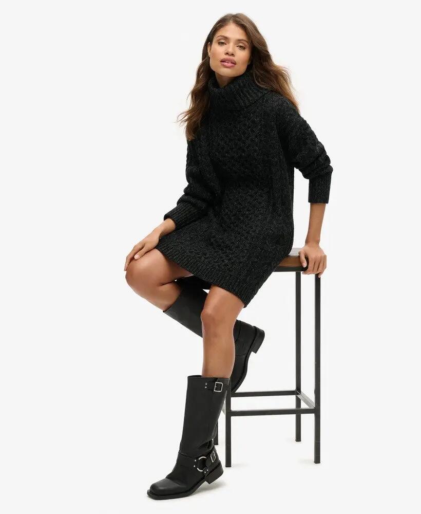 superdry Vestido de malha gola alta com tranças 2/7