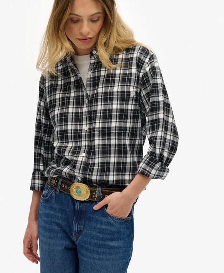 superdry Camicia Boyfriend in Flanella a Quadri - Vestibilità Oversized –