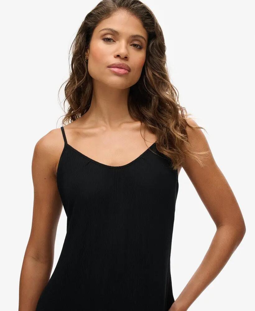 superdry Vestido maxi Beach Cami em viscose preta 3/7