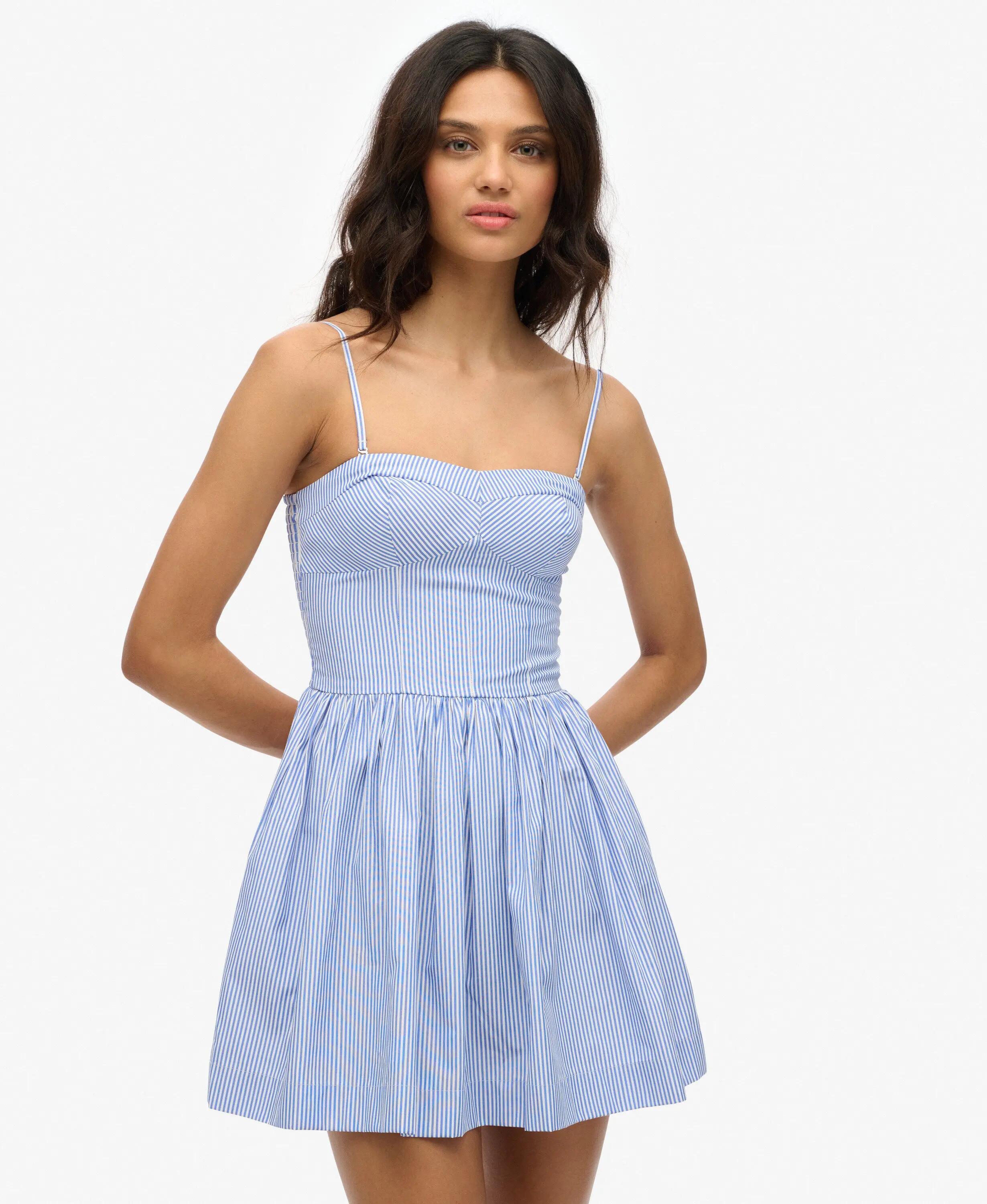 superdry Vestido curto Corset Cami às riscas azuis 2/7