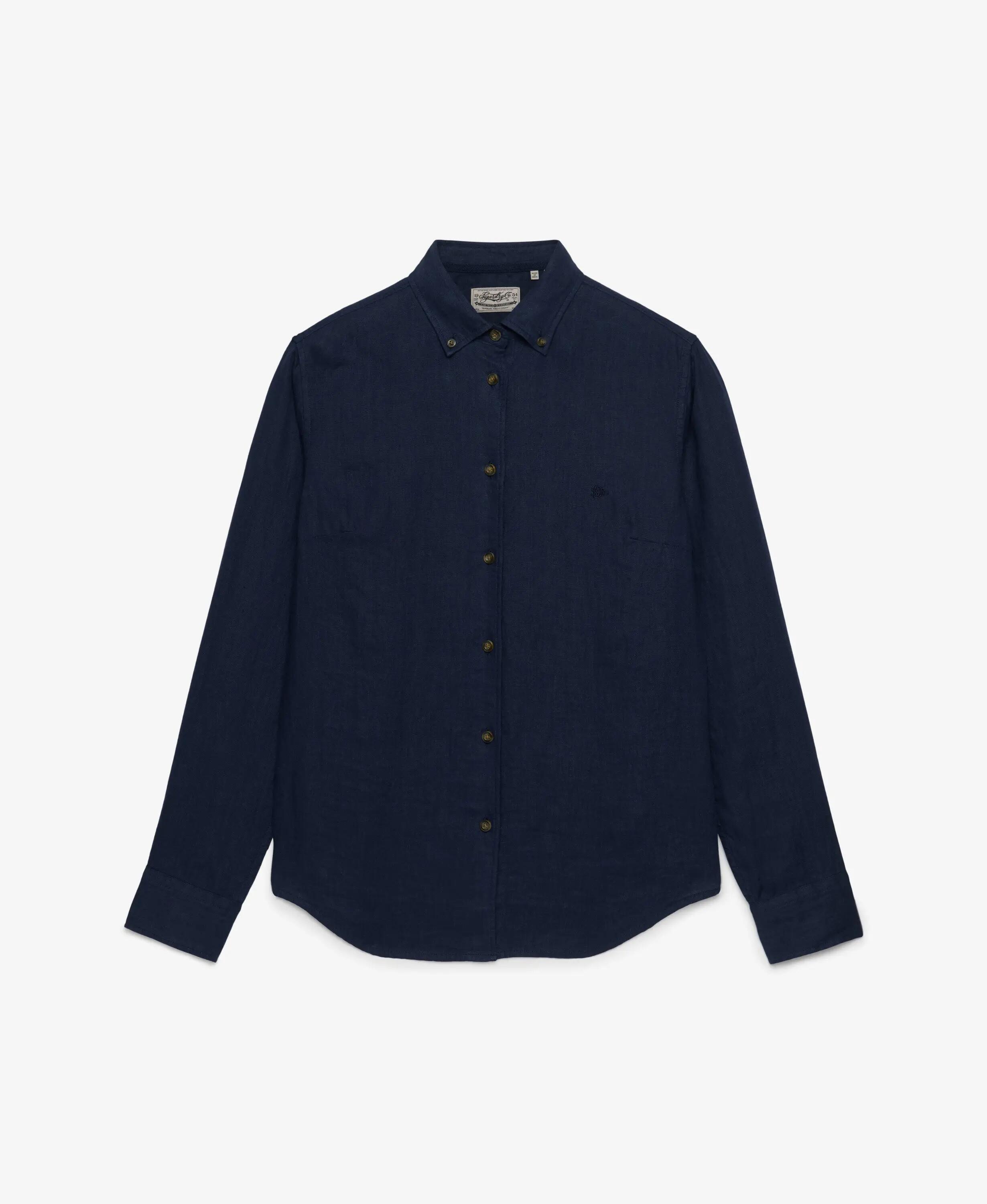 superdry Camisa Slim Premium de Linho – Richest Navy 7/7