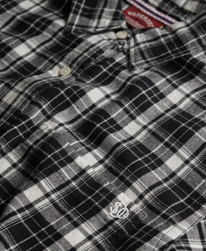 superdry Camisa boyfriend flanela xadrez, oversize – Black/Ecru Check 6/7