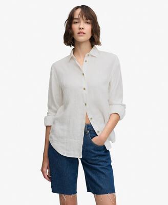 Superdry premium linen boyfriend shirt 100% linnen – relaxed fit